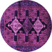 Round Machine Washable Persian Purple Traditional Area Rugs, wshtr43pur