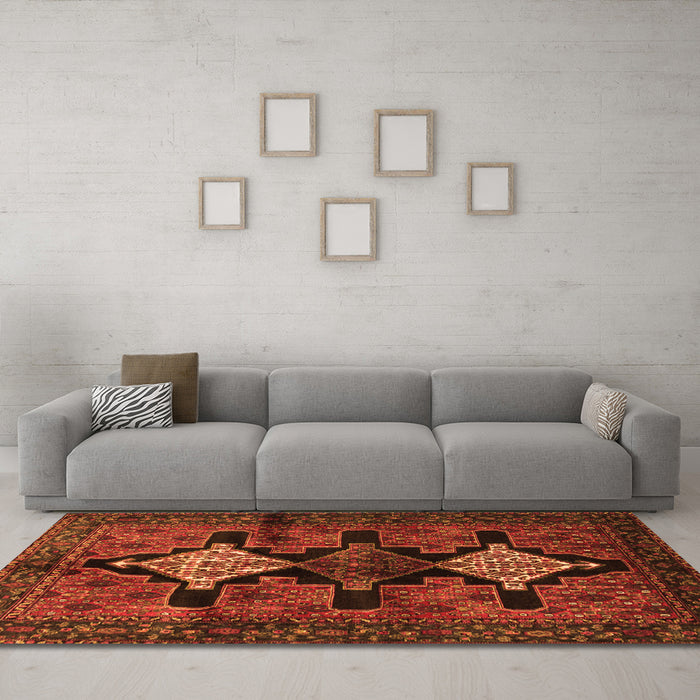 Machine Washable Persian Orange Traditional Area Rugs in a Living Room, wshtr43org