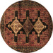 Round Machine Washable Persian Brown Traditional Rug, wshtr43brn