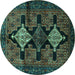 Round Persian Turquoise Traditional Rug, tr43turq