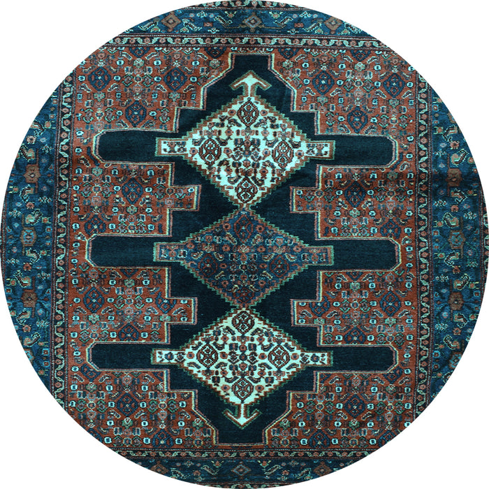 Round Machine Washable Persian Light Blue Traditional Rug, wshtr43lblu