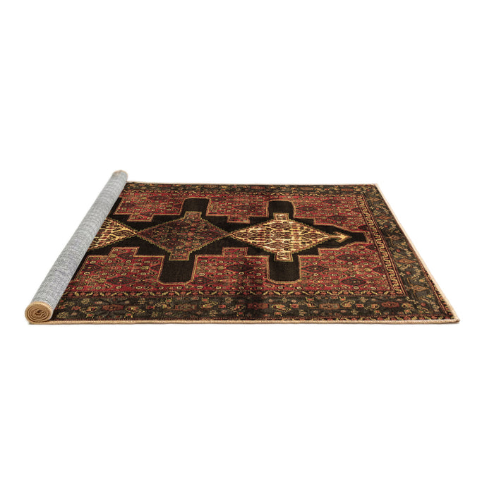 Sideview of Machine Washable Persian Brown Traditional Rug, wshtr43brn