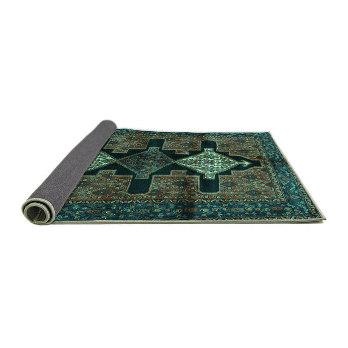 Sideview of Persian Turquoise Traditional Rug, tr43turq