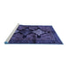 Sideview of Machine Washable Persian Blue Traditional Rug, wshtr43blu