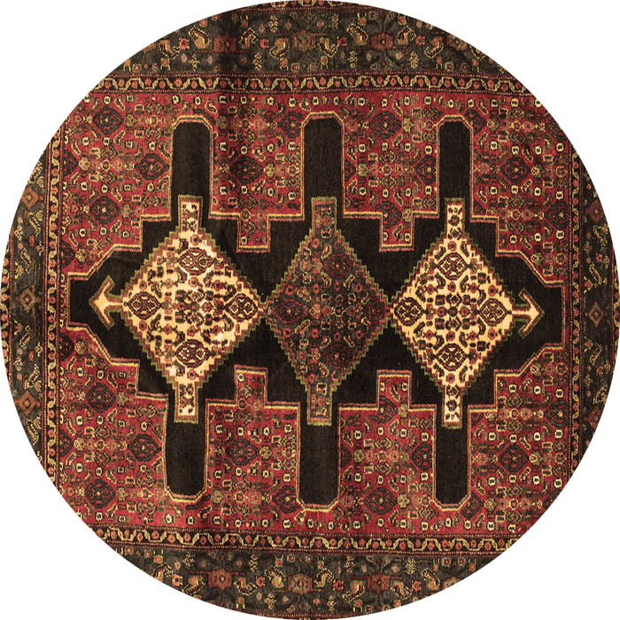 Round Persian Brown Traditional Rug, tr43brn