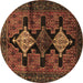 Round Persian Brown Traditional Rug, tr43brn