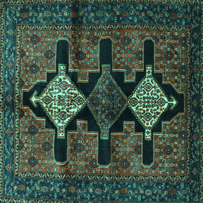 Square Machine Washable Persian Turquoise Traditional Area Rugs, wshtr43turq