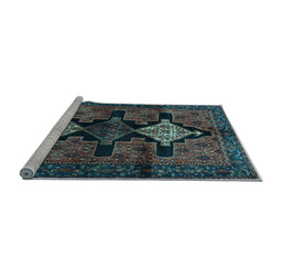 Sideview of Machine Washable Persian Light Blue Traditional Rug, wshtr43lblu