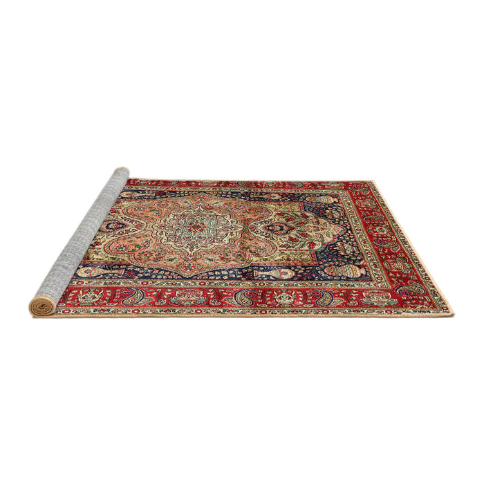 Sideview of Machine Washable Traditional Saffron Red Rug, wshtr440