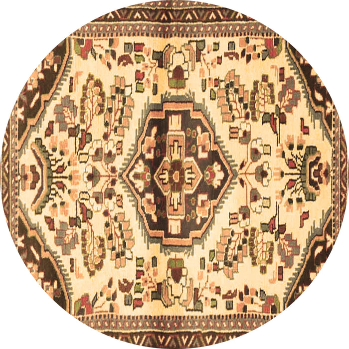 Round Machine Washable Persian Brown Traditional Rug, wshtr4400brn