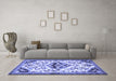 Machine Washable Persian Blue Traditional Rug in a Living Room, wshtr4400blu