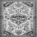 Round Machine Washable Persian Gray Traditional Rug, wshtr4400gry