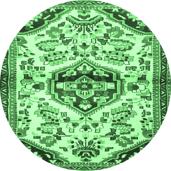 Round Persian Emerald Green Traditional Rug, tr4400emgrn