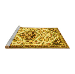 Sideview of Machine Washable Persian Yellow Traditional Rug, wshtr4400yw