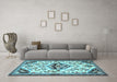 Machine Washable Persian Light Blue Traditional Rug in a Living Room, wshtr4400lblu