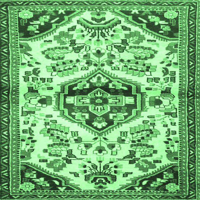 Square Machine Washable Persian Emerald Green Traditional Area Rugs, wshtr4400emgrn