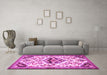 Machine Washable Persian Pink Traditional Rug in a Living Room, wshtr4400pnk