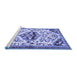 Sideview of Machine Washable Persian Blue Traditional Rug, wshtr4400blu