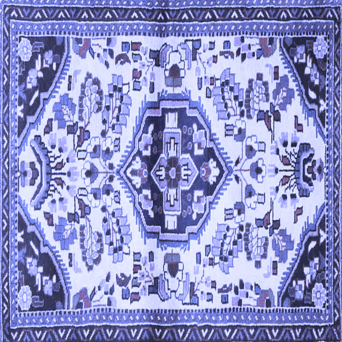 Square Machine Washable Persian Blue Traditional Rug, wshtr4400blu
