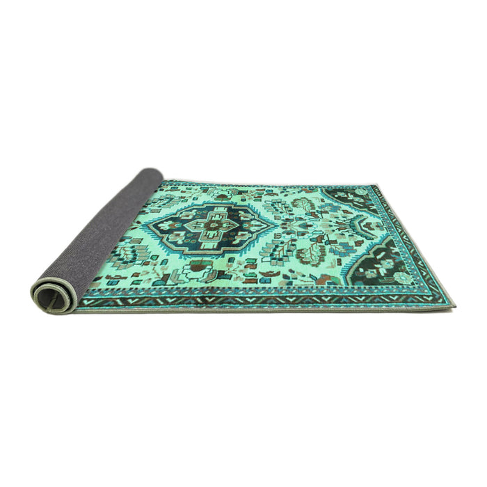 Sideview of Persian Turquoise Traditional Rug, tr4400turq