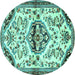 Round Persian Turquoise Traditional Rug, tr4400turq