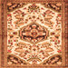 Round Machine Washable Persian Orange Traditional Area Rugs, wshtr4400org