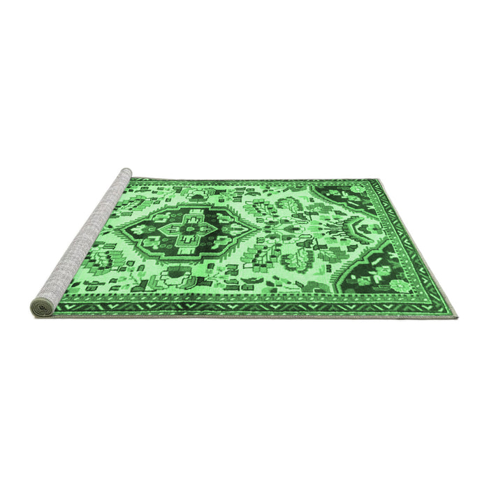 Sideview of Machine Washable Persian Emerald Green Traditional Area Rugs, wshtr4400emgrn