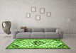 Machine Washable Persian Green Traditional Area Rugs in a Living Room,, wshtr4400grn