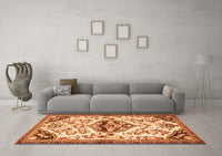 Machine Washable Persian Orange Traditional Rug, wshtr4400org