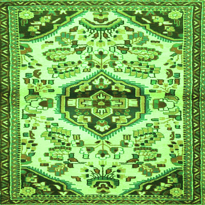Round Machine Washable Persian Green Traditional Area Rugs, wshtr4400grn
