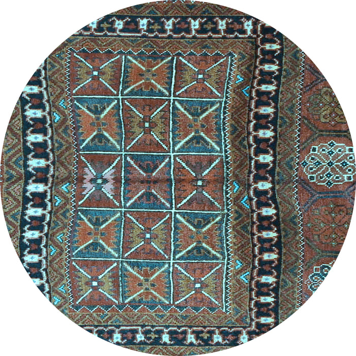 Round Machine Washable Persian Light Blue Traditional Rug, wshtr4401lblu