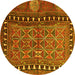 Round Persian Yellow Traditional Rug, tr4401yw