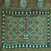 Square Persian Turquoise Traditional Rug, tr4401turq