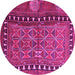 Round Persian Pink Traditional Rug, tr4401pnk