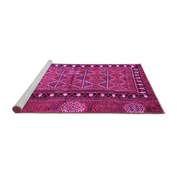 Sideview of Machine Washable Persian Pink Traditional Rug, wshtr4401pnk