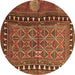 Round Persian Brown Traditional Rug, tr4401brn