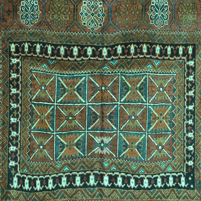 Square Machine Washable Persian Turquoise Traditional Area Rugs, wshtr4401turq