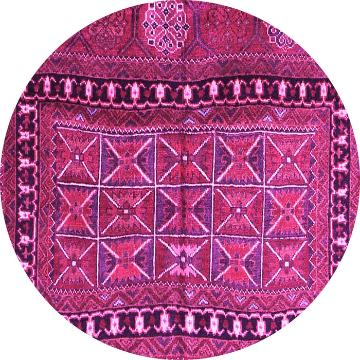 Round Machine Washable Persian Pink Traditional Rug, wshtr4401pnk