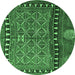 Round Persian Emerald Green Traditional Rug, tr4401emgrn