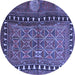 Round Persian Blue Traditional Rug, tr4401blu