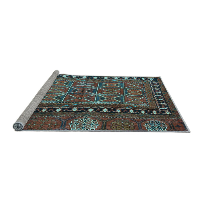 Sideview of Machine Washable Persian Light Blue Traditional Rug, wshtr4401lblu