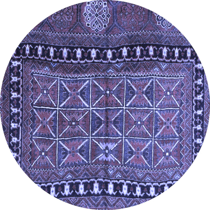 Round Machine Washable Persian Blue Traditional Rug, wshtr4401blu