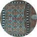 Round Persian Light Blue Traditional Rug, tr4401lblu