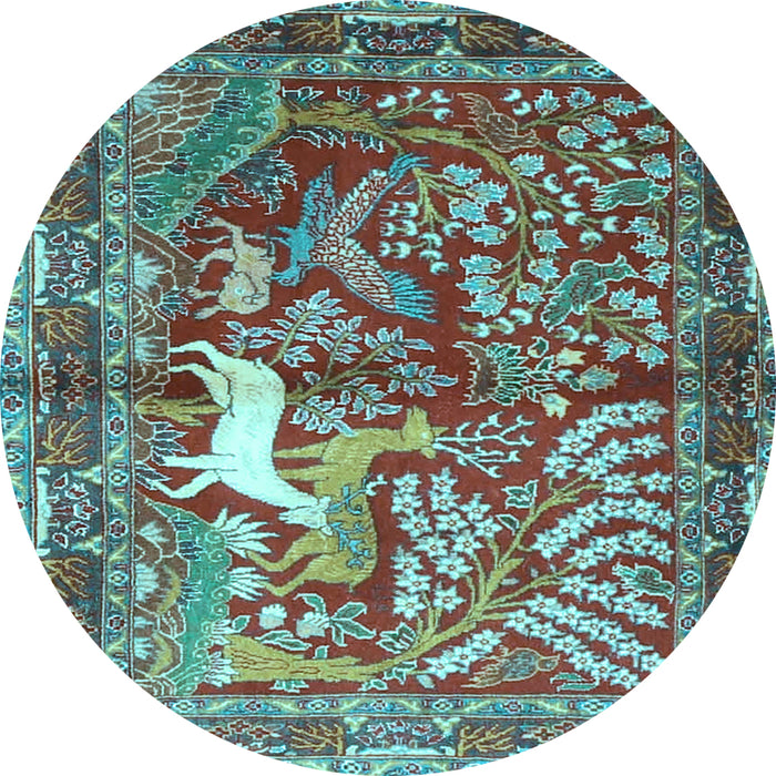 Round Persian Light Blue Traditional Rug, tr4402lblu