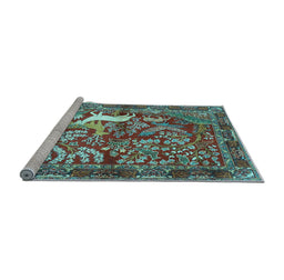 Sideview of Machine Washable Persian Light Blue Traditional Rug, wshtr4402lblu