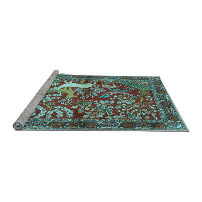 Sideview of Machine Washable Persian Light Blue Traditional Rug, wshtr4402lblu