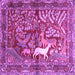 Square Machine Washable Persian Purple Traditional Area Rugs, wshtr4402pur