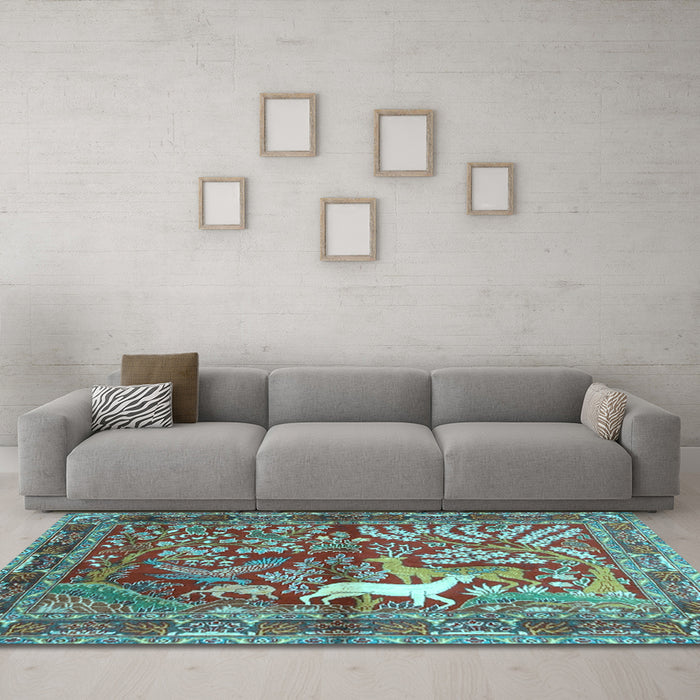Machine Washable Persian Light Blue Traditional Rug in a Living Room, wshtr4402lblu