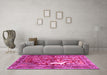 Machine Washable Persian Pink Traditional Rug in a Living Room, wshtr4402pnk