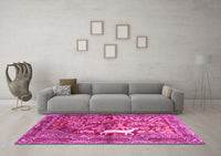 Machine Washable Persian Pink Traditional Rug, wshtr4402pnk